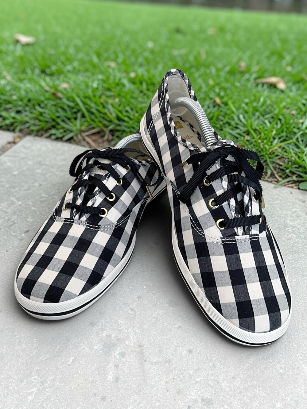 KEDS for Kate Spade Black & White Checkered Laceup Sneakers, Size 7